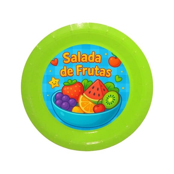 Prato de Papel Personalizado Salada de Frutas