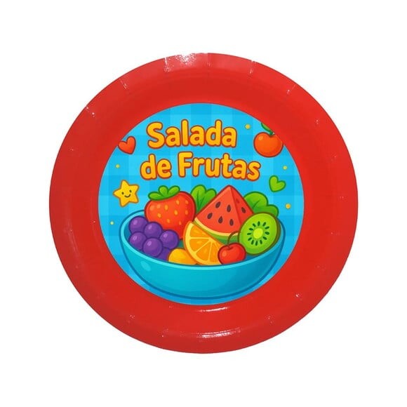 Prato de Papel Personalizado Salada de Frutas