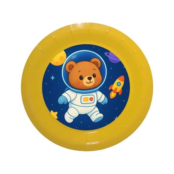 Prato de Papel Personalizado Ursinho Astronauta