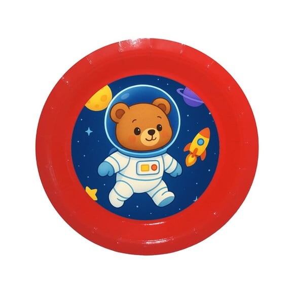 Prato de Papel Personalizado Ursinho Astronauta