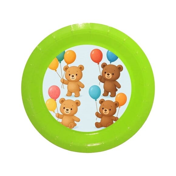 Prato de Papel Personalizado Ursinhos com Balões