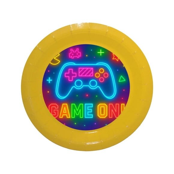 Prato de Papel Personalizado Video Game Neon