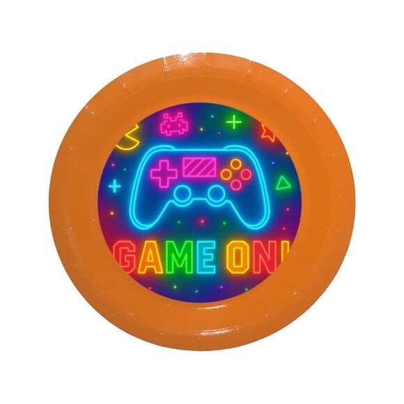 Prato de Papel Personalizado Video Game Neon