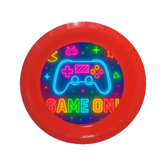 Prato de Papel Personalizado Video Game Neon