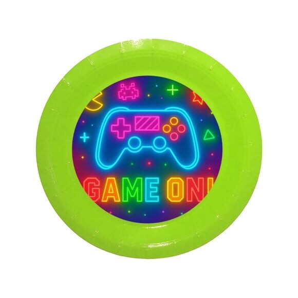 Prato de Papel Personalizado Video Game Neon