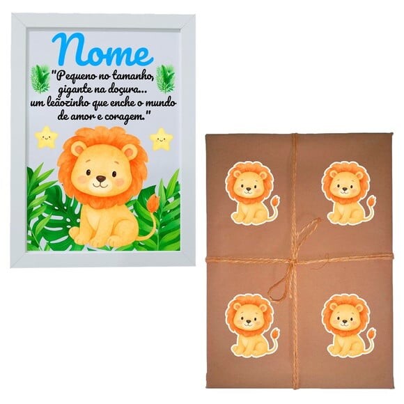 Quadro Infantil Decorativo Leão Baby Nome Israel