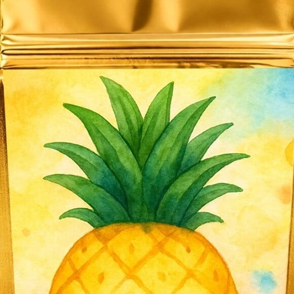 Saco Festa Metalizado Dourado 13x20 Abacaxi