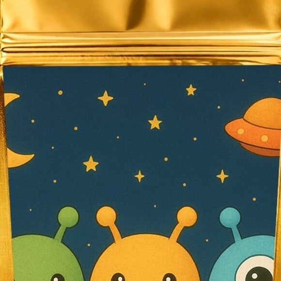 Saco Festa Metalizado Dourado 13x20 Alienígenas Fofos