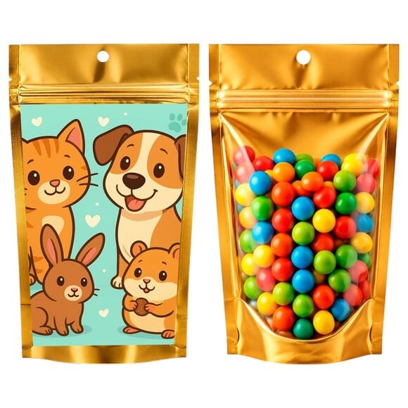 Saco Festa Metalizado Dourado 13x20 Animais de Estimação
