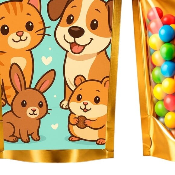 Saco Festa Metalizado Dourado 13x20 Animais de Estimação