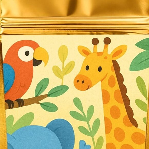 Saco Festa Metalizado Dourado 13x20 Animais Exóticos