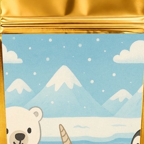 Saco Festa Metalizado Dourado 13x20 Animais do Ártico