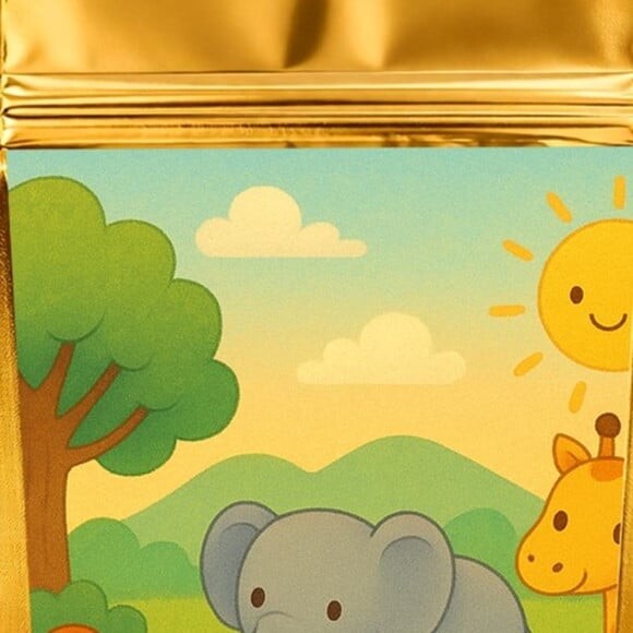 Saco Festa Metalizado Dourado 13x20 Animais Selvagens