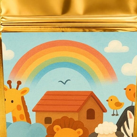 Saco Festa Metalizado Dourado 13x20 Arca de Noé