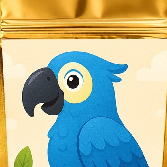 Saco Festa Metalizado Dourado 13x20 Arara Azul