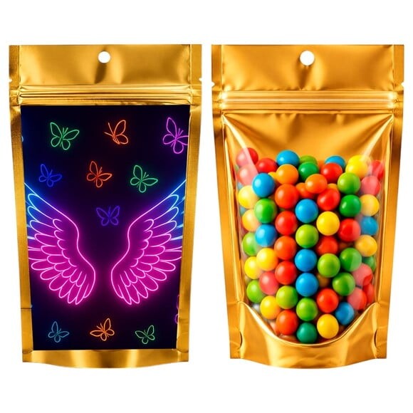 Saco Festa Metalizado Dourado 13x20 Asas Neon