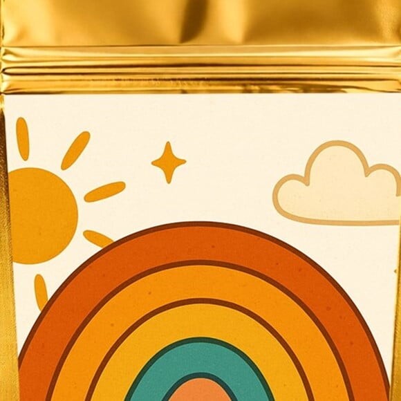 Saco Festa Metalizado Dourado 13x20 Arco-íris Boho