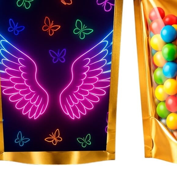 Saco Festa Metalizado Dourado 13x20 Asas Neon