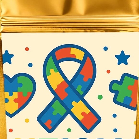 Saco Festa Metalizado Dourado 13x20 Autismo
