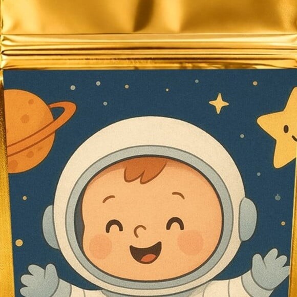 Saco Festa Metalizado Dourado 13x20 Astronauta Baby