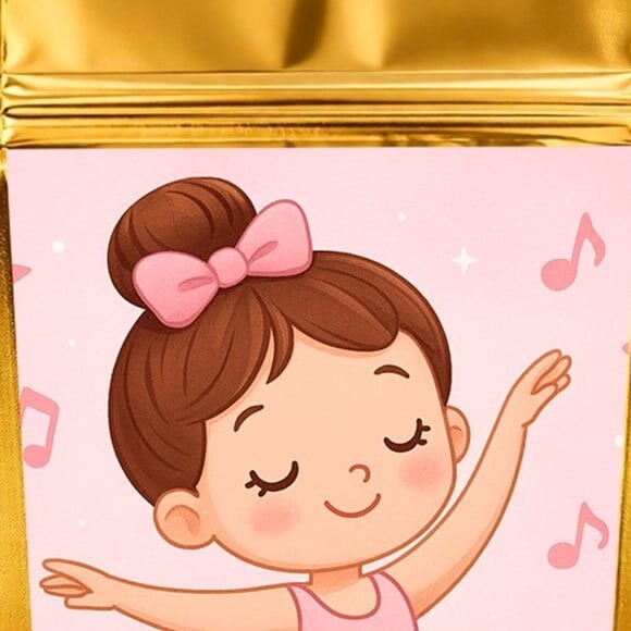 Saco Festa Metalizado Dourado 13x20 Bailarina