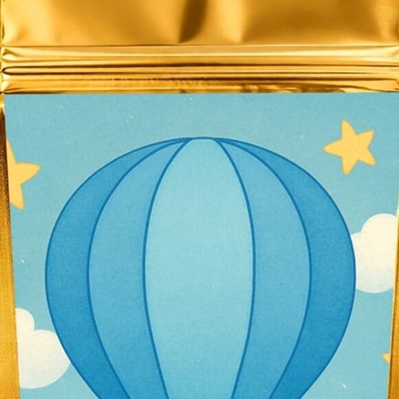 Saco Festa Metalizado Dourado 13x20 Balão de Ar Azul