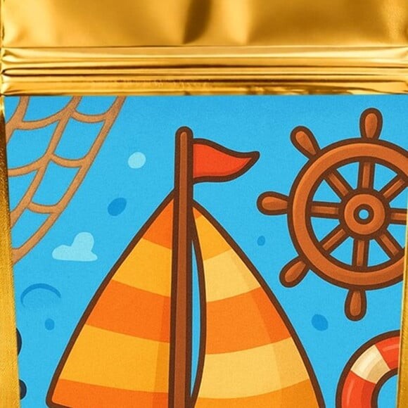 Saco Festa Metalizado Dourado 13x20 Barquinho