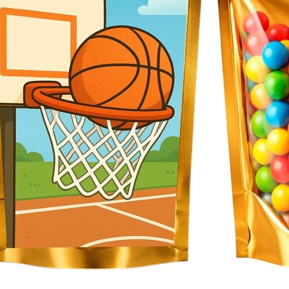 Saco Festa Metalizado Dourado 13x20 Basquete