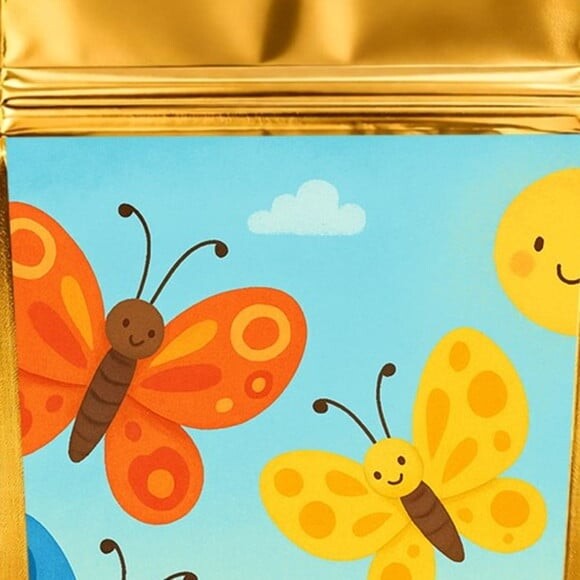 Saco Festa Metalizado Dourado 13x20 Borboletas
