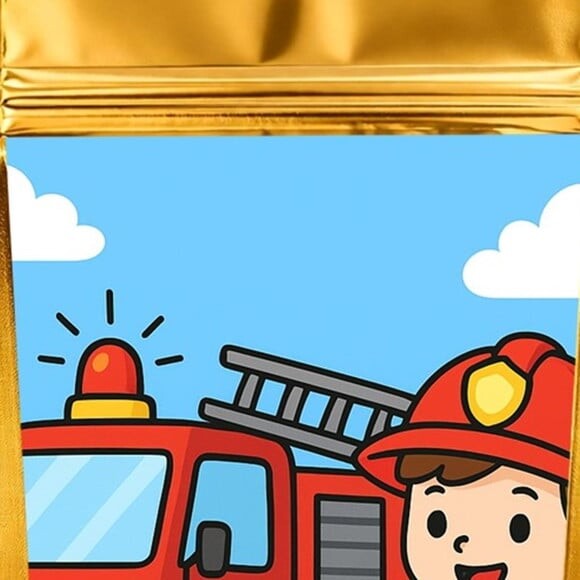 Saco Festa Metalizado Dourado 13x20 Bombeiros