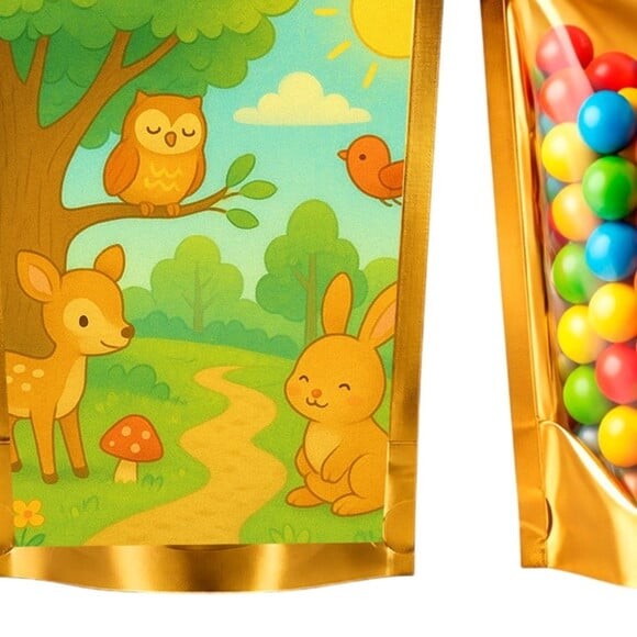 Saco Festa Metalizado Dourado 13x20 Bosque Encantado