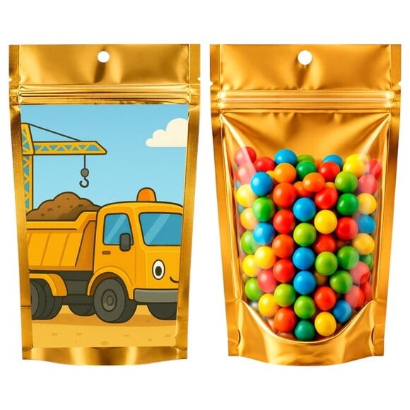 Saco Festa Metalizado Dourado 13x20 Caminhão Caçamba