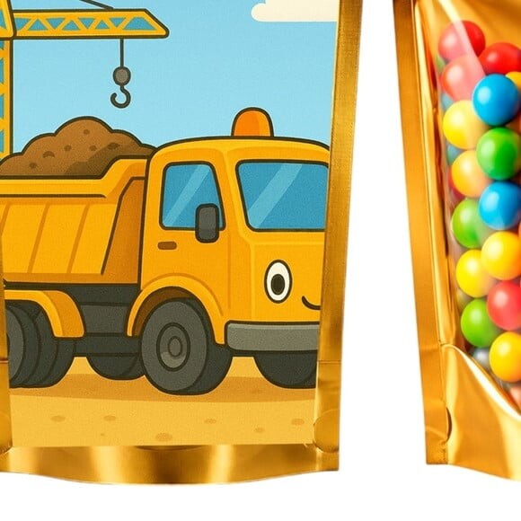 Saco Festa Metalizado Dourado 13x20 Caminhão Caçamba
