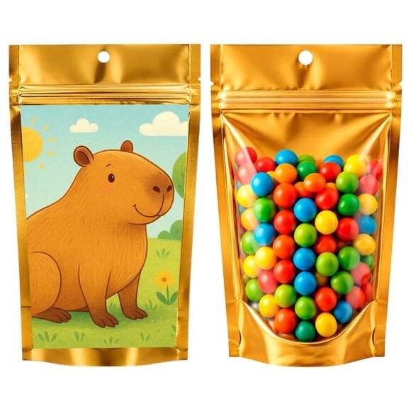 Saco Festa Metalizado Dourado 13x20 Capivara