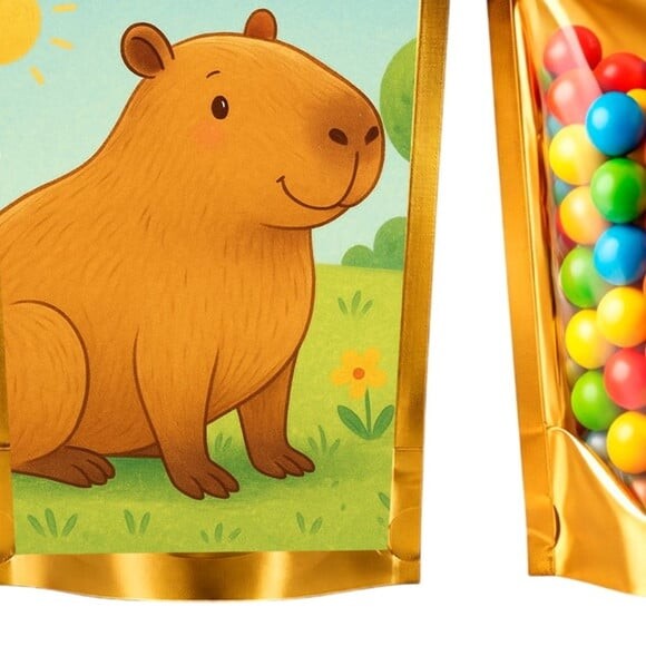 Saco Festa Metalizado Dourado 13x20 Capivara