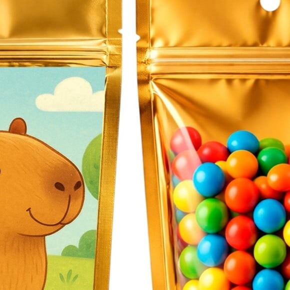 Saco Festa Metalizado Dourado 13x20 Capivara