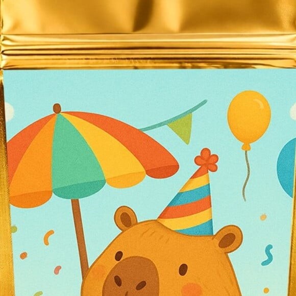 Saco Festa Metalizado Dourado 13x20 Capivara Pool Party