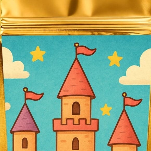Saco Festa Metalizado Dourado 13x20 Castelo Encantado