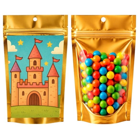Saco Festa Metalizado Dourado 13x20 Castelo Encantado