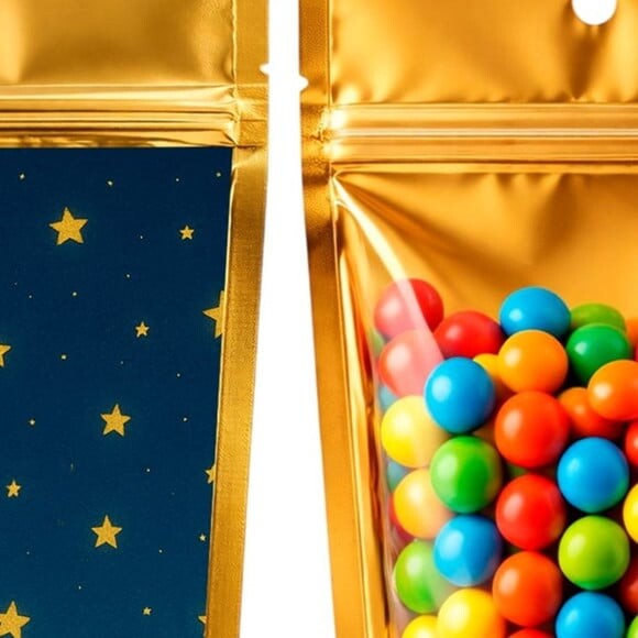 Saco Festa Metalizado Dourado 13x20 Céu Estrelado