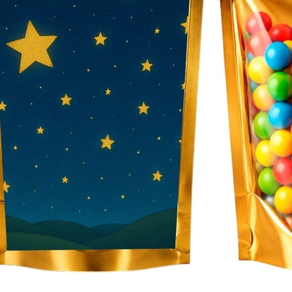 Saco Festa Metalizado Dourado 13x20 Céu Estrelado