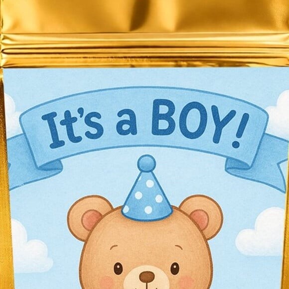 Saco Festa Metalizado Dourado 13x20 Chá de Bebê Menino