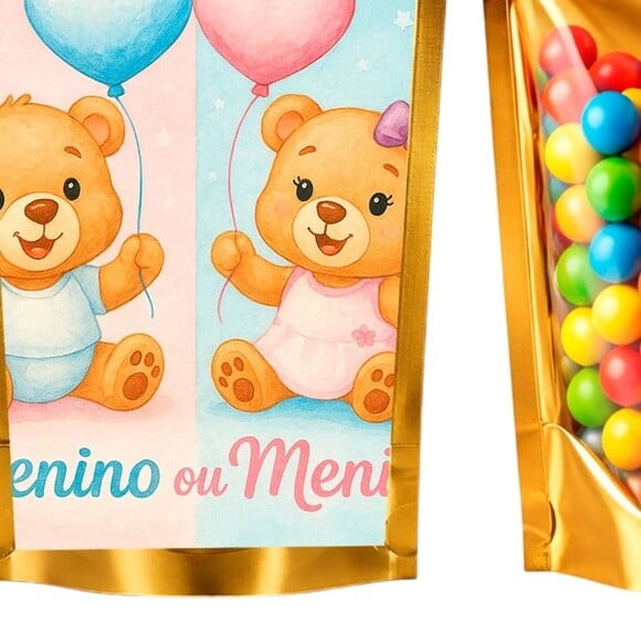 Saco Festa Metalizado Dourado 13x20 Chá de Revelação