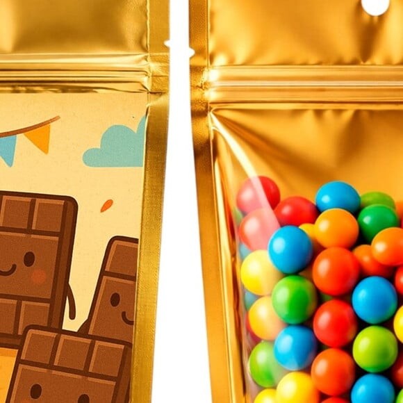 Saco Festa Metalizado Dourado 13x20 Chocolates