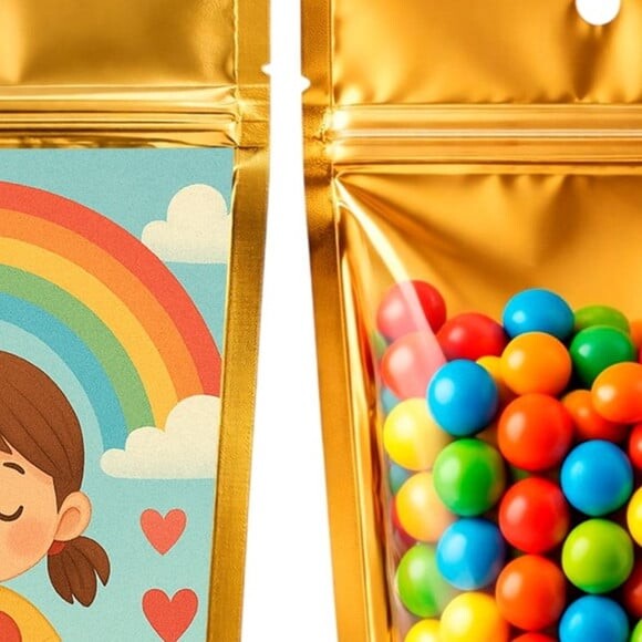 Saco Festa Metalizado Dourado 13x20 Chuva de Amor