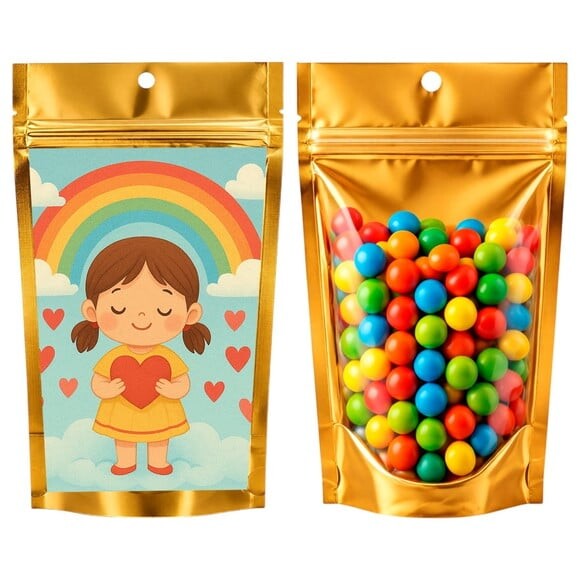 Saco Festa Metalizado Dourado 13x20 Chuva de Amor