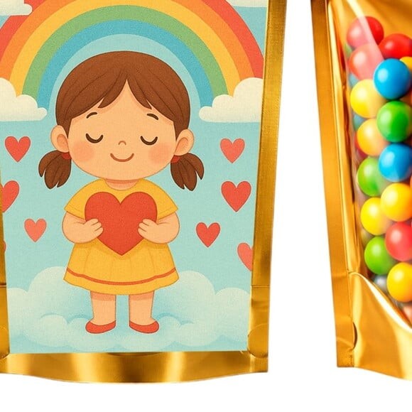 Saco Festa Metalizado Dourado 13x20 Chuva de Amor