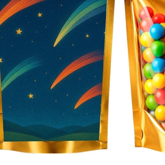 Saco Festa Metalizado Dourado 13x20 Cometas