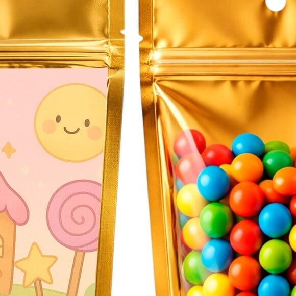 Saco Festa Metalizado Dourado 13x20 Confeitaria Kids