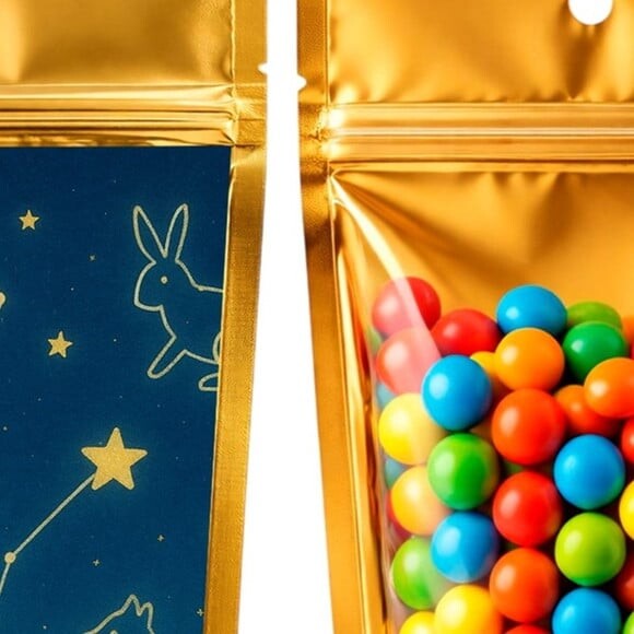 Saco Festa Metalizado Dourado 13x20 Constelações